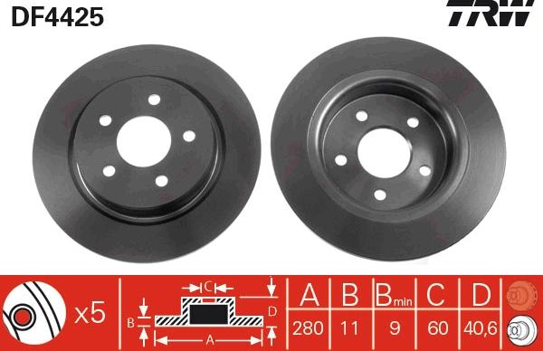 TRW DF4425 - Disque de frein cwaw.fr