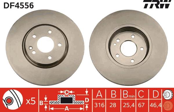 TRW DF4556 - Disque de frein cwaw.fr