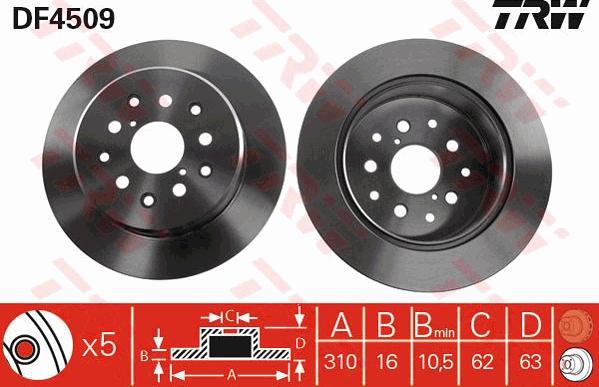 TRW DF4509 - Disque de frein cwaw.fr