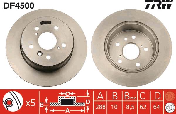 TRW DF4500 - Disque de frein cwaw.fr