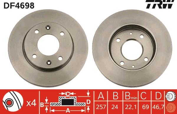 TRW DF4698 - Disque de frein cwaw.fr