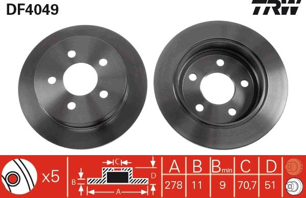 TRW DF4049 - Disque de frein cwaw.fr