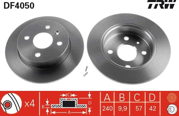 TRW DF4050 - Disque de frein cwaw.fr