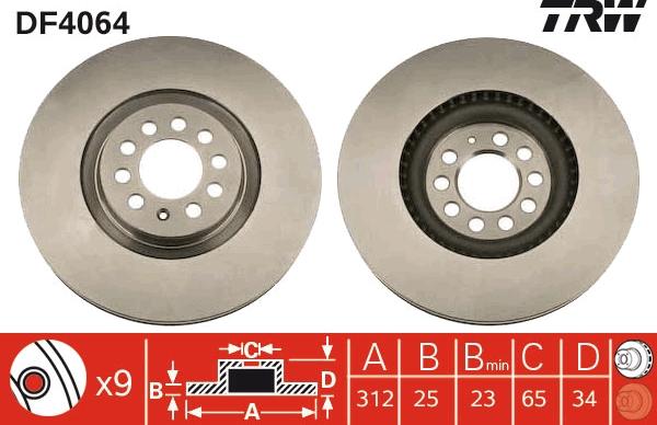 TRW DF4064 - Disque de frein cwaw.fr