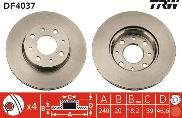 TRW DF4037 - Disque de frein cwaw.fr