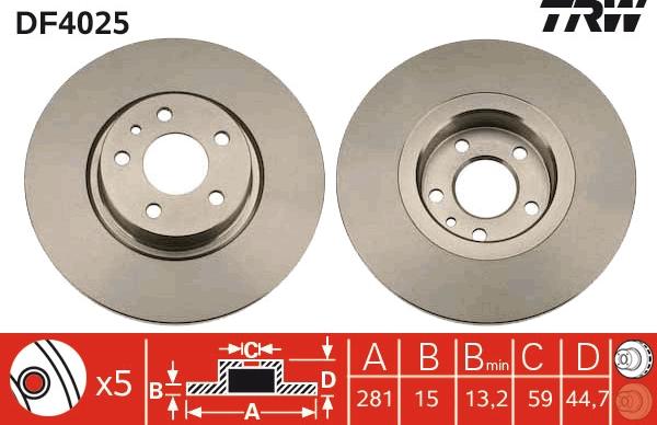 TRW DF4025 - Disque de frein cwaw.fr