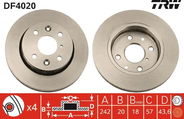 TRW DF4020 - Disque de frein cwaw.fr