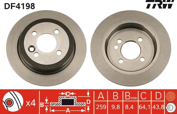 TRW DF4198 - Disque de frein cwaw.fr