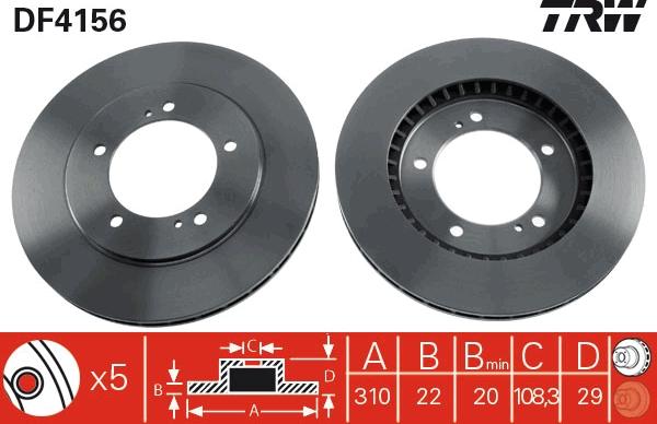 TRW DF4156 - Disque de frein cwaw.fr