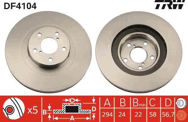 TRW DF4104 - Disque de frein cwaw.fr