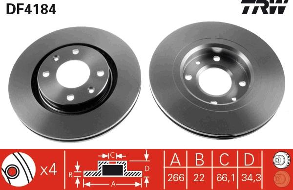 TRW DF4184 - Disque de frein cwaw.fr