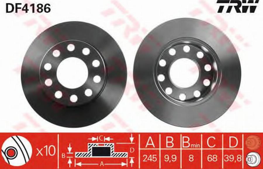 TRW DF4186BP - Disque de frein cwaw.fr