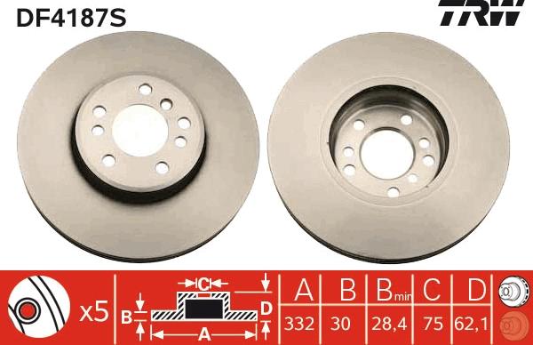 TRW DF4187S - Disque de frein cwaw.fr