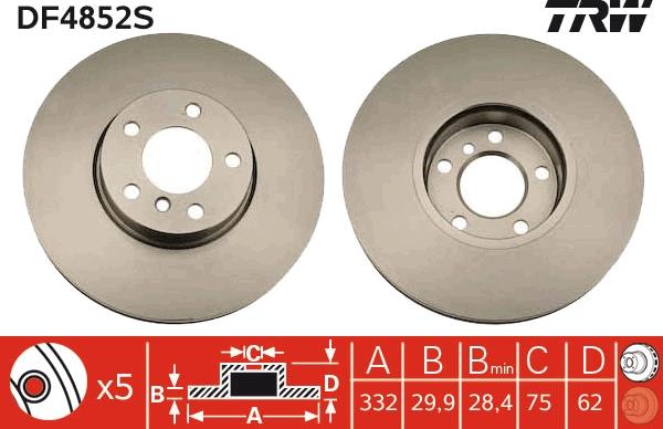 TRW DF4852S - Disque de frein cwaw.fr