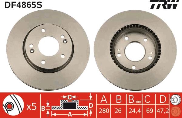 TRW DF4865S - Disque de frein cwaw.fr