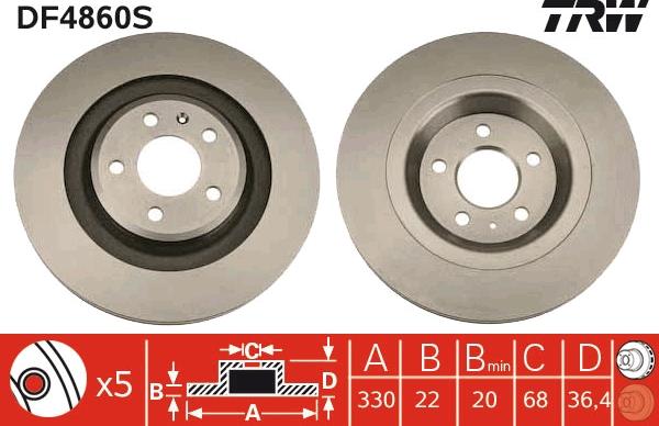 TRW DF4860S - Disque de frein cwaw.fr