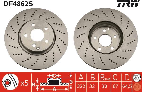 TRW DF4862S - Disque de frein cwaw.fr