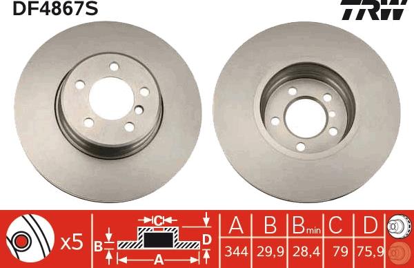 TRW DF4867S - Disque de frein cwaw.fr