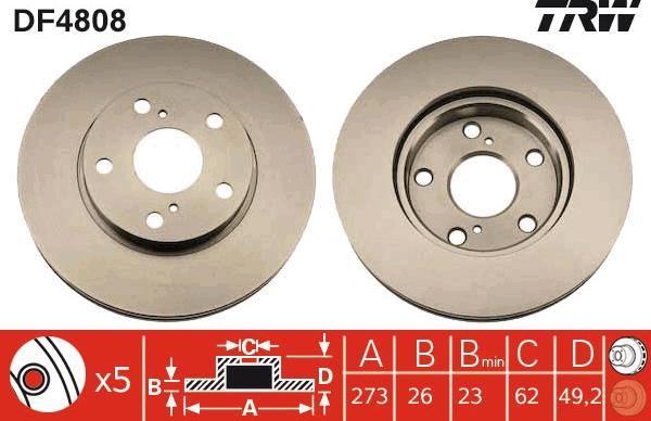 TRW DF4808 - Disque de frein cwaw.fr