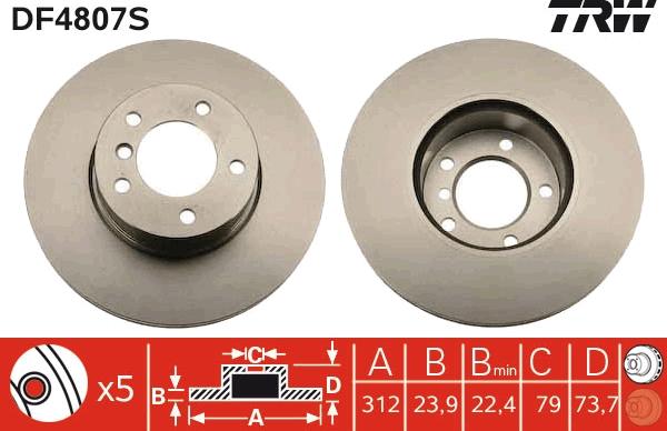 TRW DF4807S - Disque de frein cwaw.fr