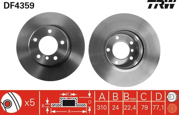 TRW DF4359 - Disque de frein cwaw.fr