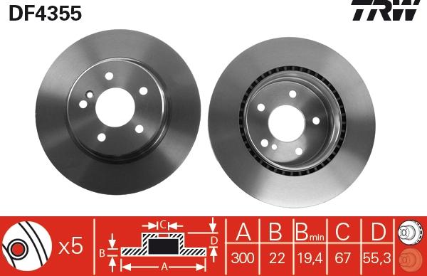 TRW DF4355 - Disque de frein cwaw.fr