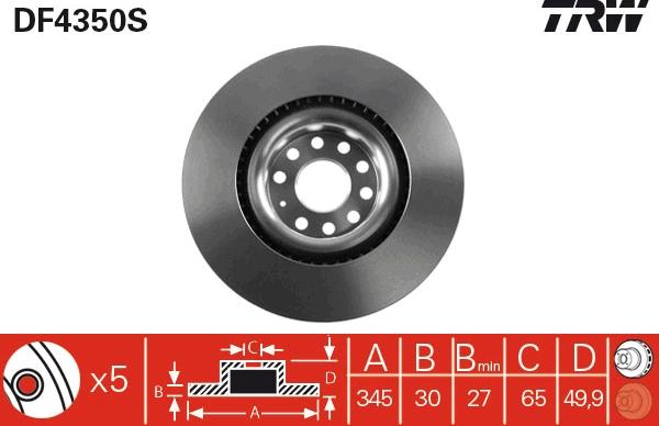 TRW DF4350S - Disque de frein cwaw.fr