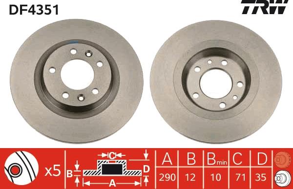 TRW DF4351 - Disque de frein cwaw.fr