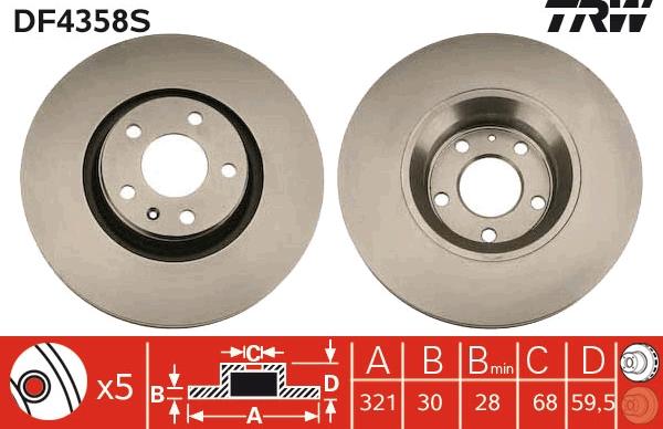 TRW DF4358S - Disque de frein cwaw.fr