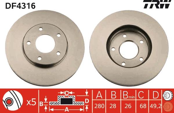 TRW DF4316 - Disque de frein cwaw.fr