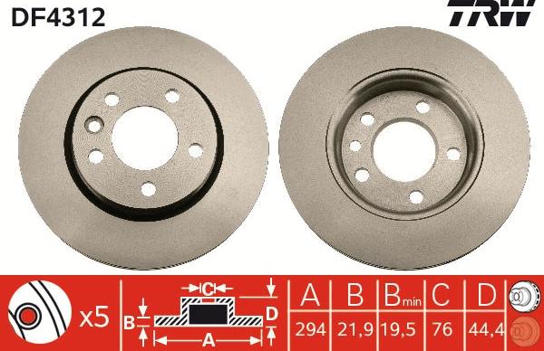 TRW DF4312 - Disque de frein cwaw.fr