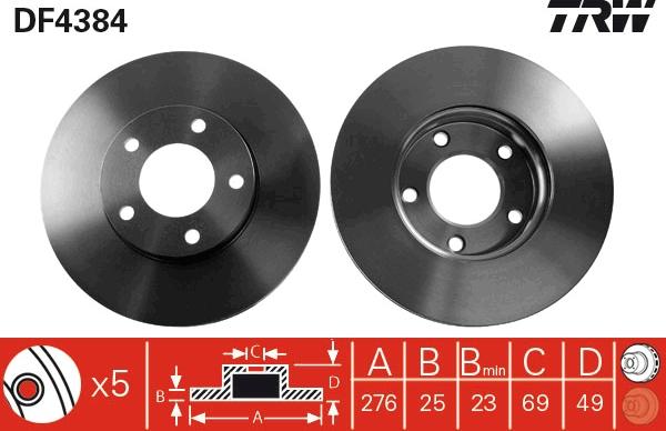 TRW DF4384 - Disque de frein cwaw.fr