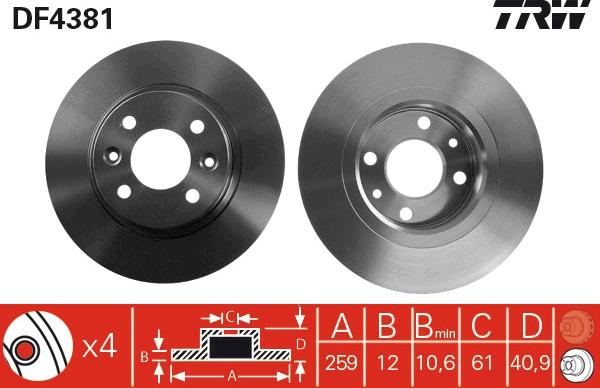 TRW DF4381 - Disque de frein cwaw.fr