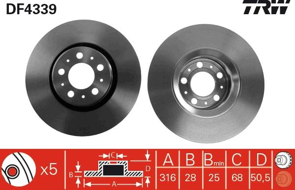 TRW DF4339 - Disque de frein cwaw.fr