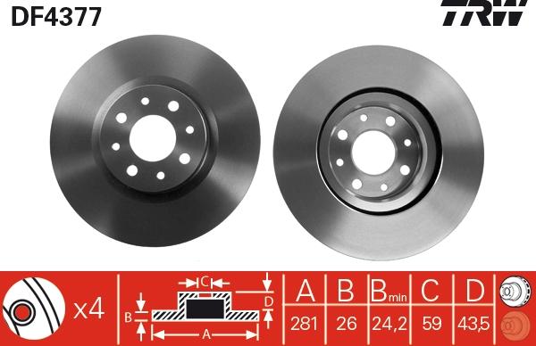 TRW DF4377 - Disque de frein cwaw.fr