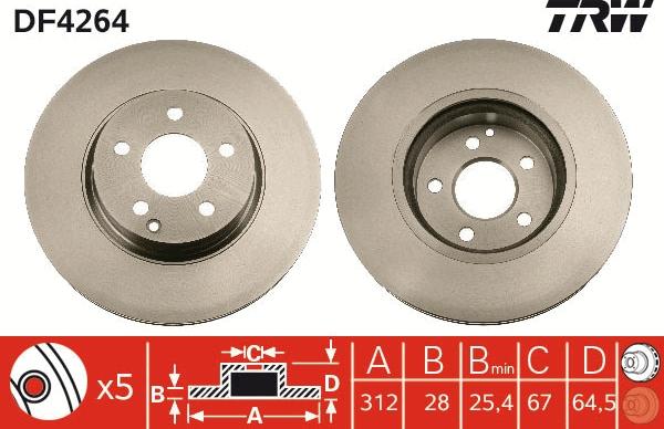 TRW DF4264 - Disque de frein cwaw.fr