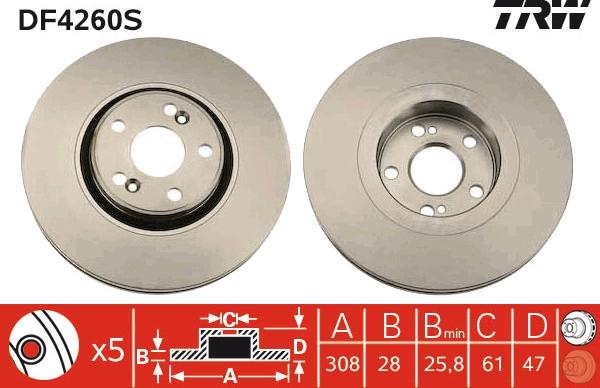 TRW DF4260S - Disque de frein cwaw.fr