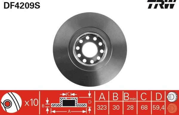 TRW DF4209S - Disque de frein cwaw.fr