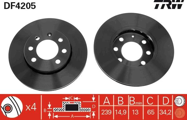 TRW DF4205 - Disque de frein cwaw.fr