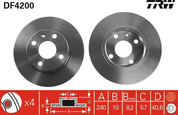 TRW DF4200 - Disque de frein cwaw.fr