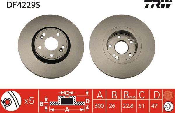 TRW DF4229S - Disque de frein cwaw.fr