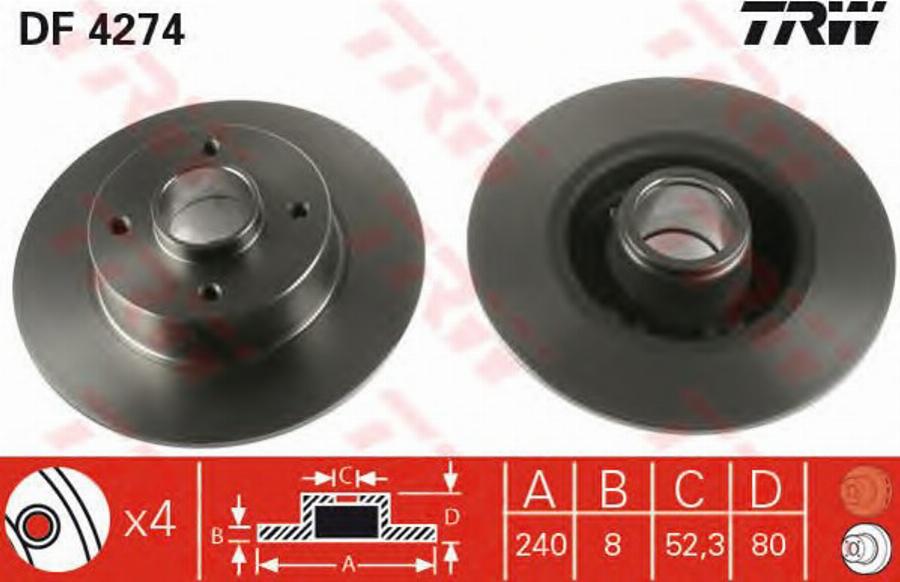 TRW DF4274BPS - Disque de frein cwaw.fr