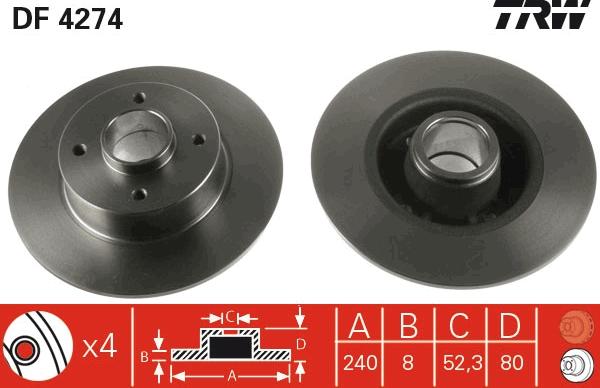 TRW DF4274 - Disque de frein cwaw.fr