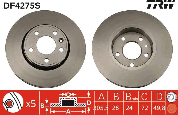 TRW DF4275S - Disque de frein cwaw.fr