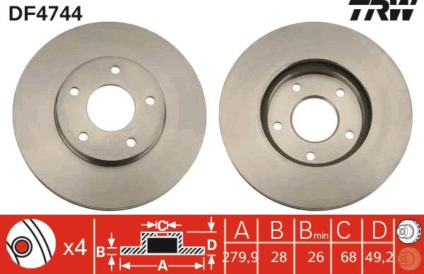 TRW DF4744 - Disque de frein cwaw.fr