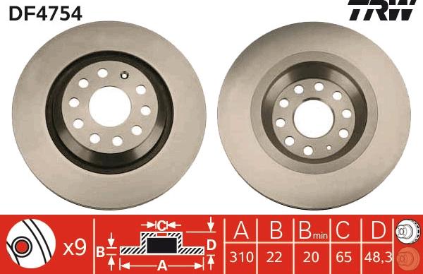 TRW DF4754 - Disque de frein cwaw.fr