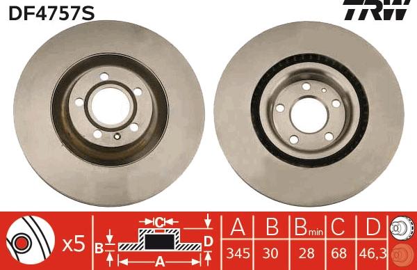 TRW DF4757S - Disque de frein cwaw.fr