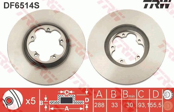 TRW DF6514S - Disque de frein cwaw.fr