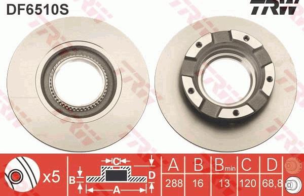 TRW DF6510S - Disque de frein cwaw.fr