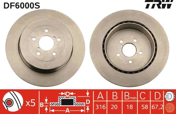 TRW DF6000S - Disque de frein cwaw.fr